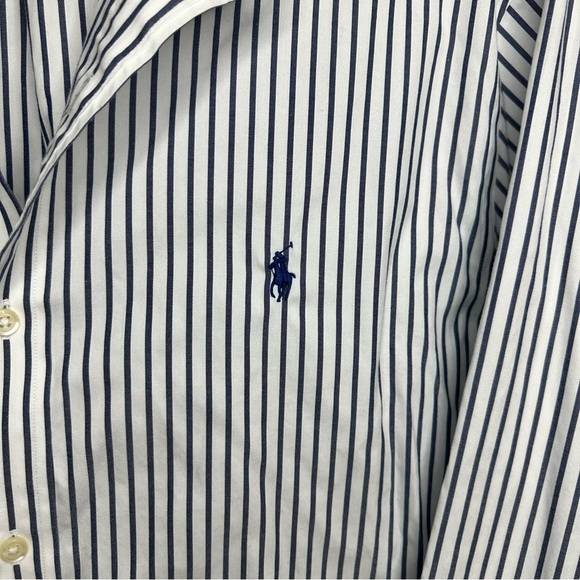Ralph Lauren Classic Fit Grey Striped Long Sleeve Shirt Size XL - Picture 10 of 10